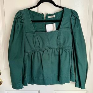 Ulla Johnson Emerald Green Square Neck Top